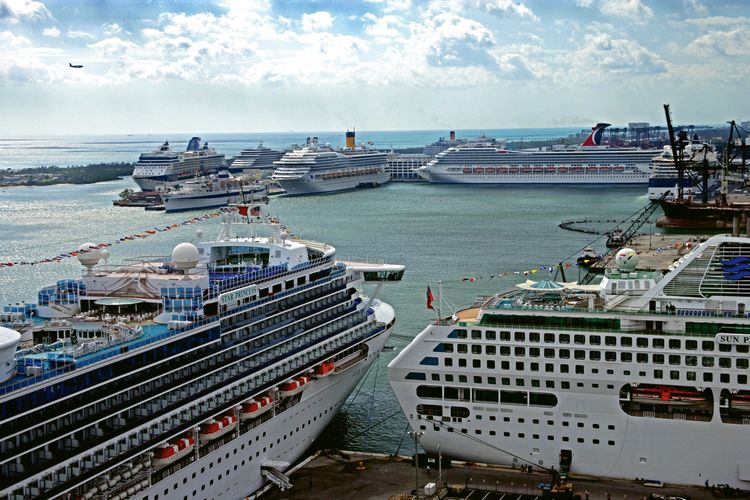 The bustling Port Everglades in Fort Lauderdale. Bonds backed by fees from long-term berthing agreements with cruise lines enable  Port Everglades to finance improvements.