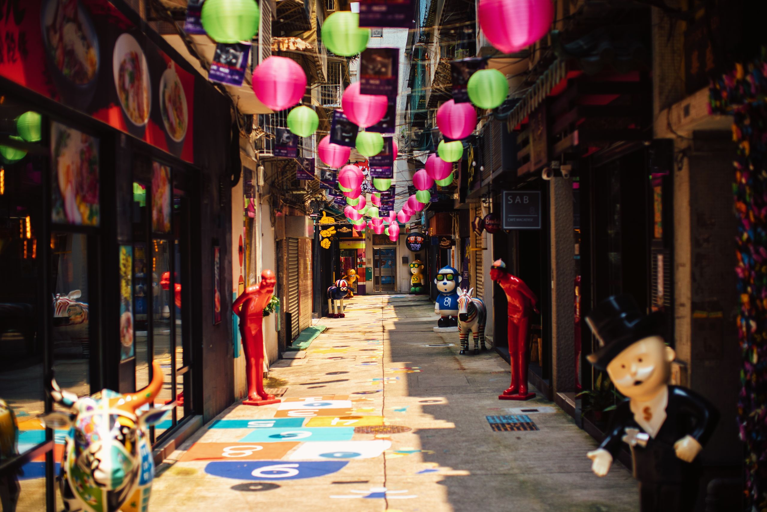 A local street in Macau housing local artists' studios and galleries.