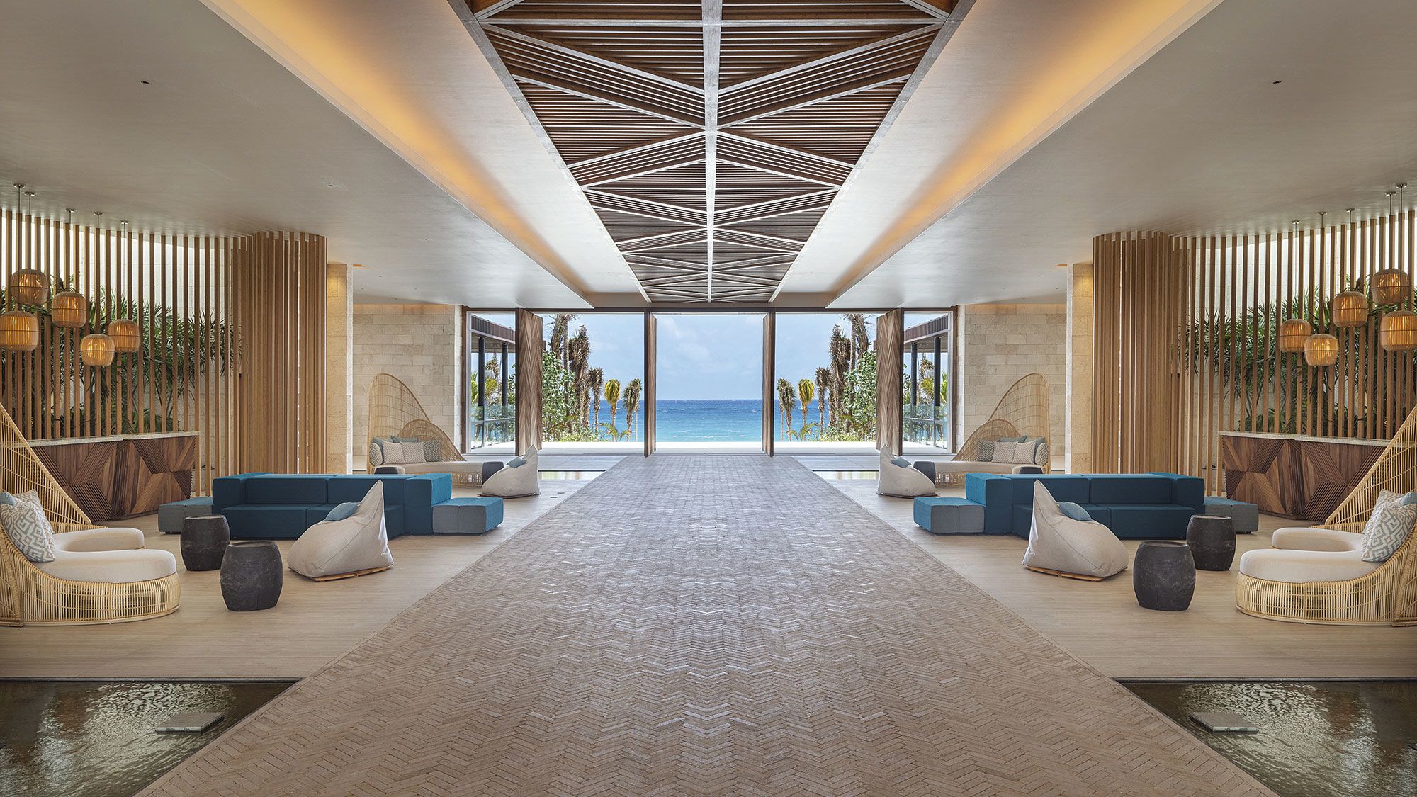 The lobby at the Hilton Tulum Riviera Maya All-Inclusive Resort, which opened in May.&nbsp;(Courtesy of Hilton Tulum Riviera Maya All-Inclusive Resort)