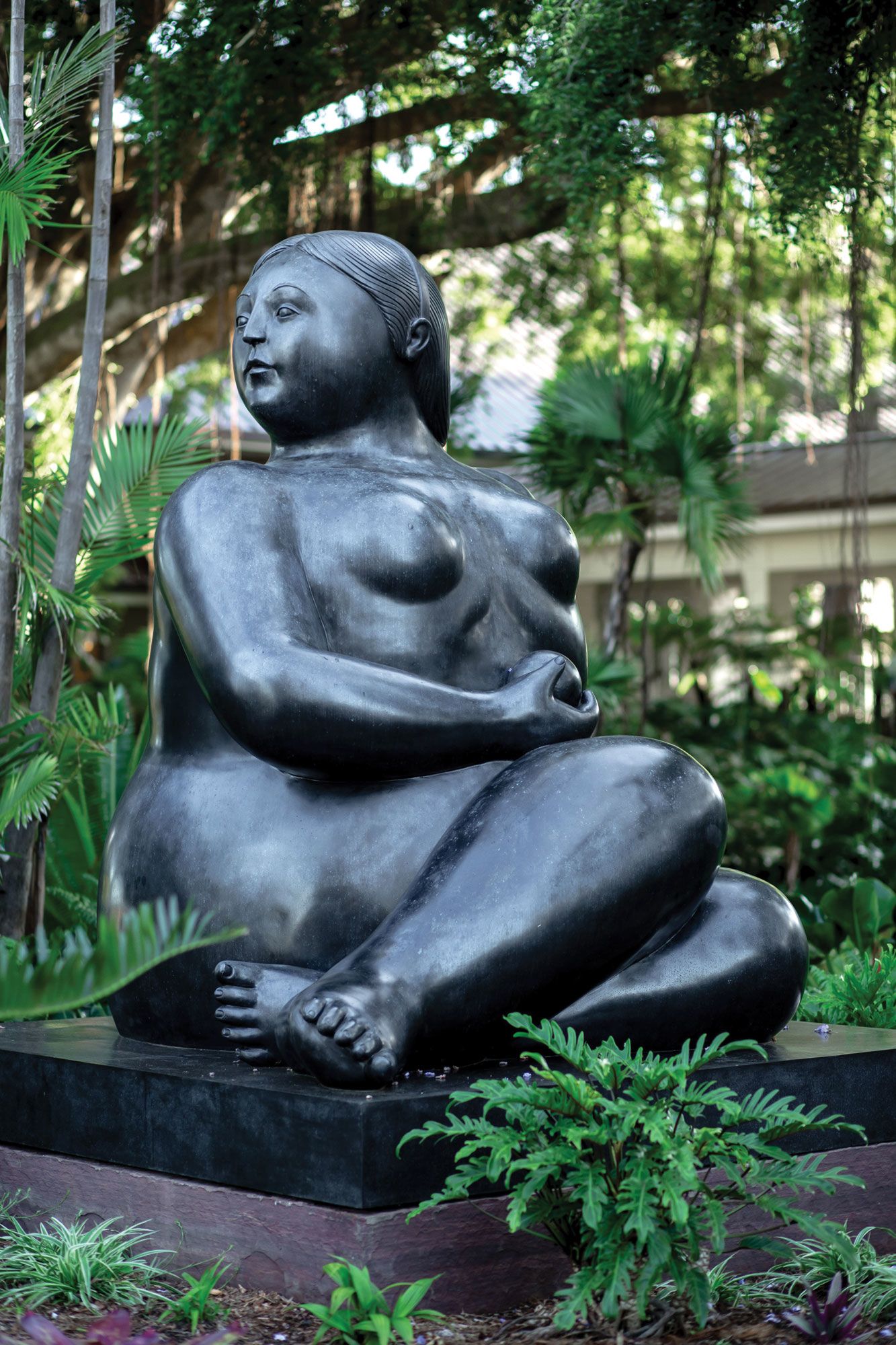 Works by renowned artists, like this sculpture by Fernando Botero, dot the resort grounds. (Photo by Aleks Danielle/Courtesy Sensei Lanai, A Four Seasons Resort)