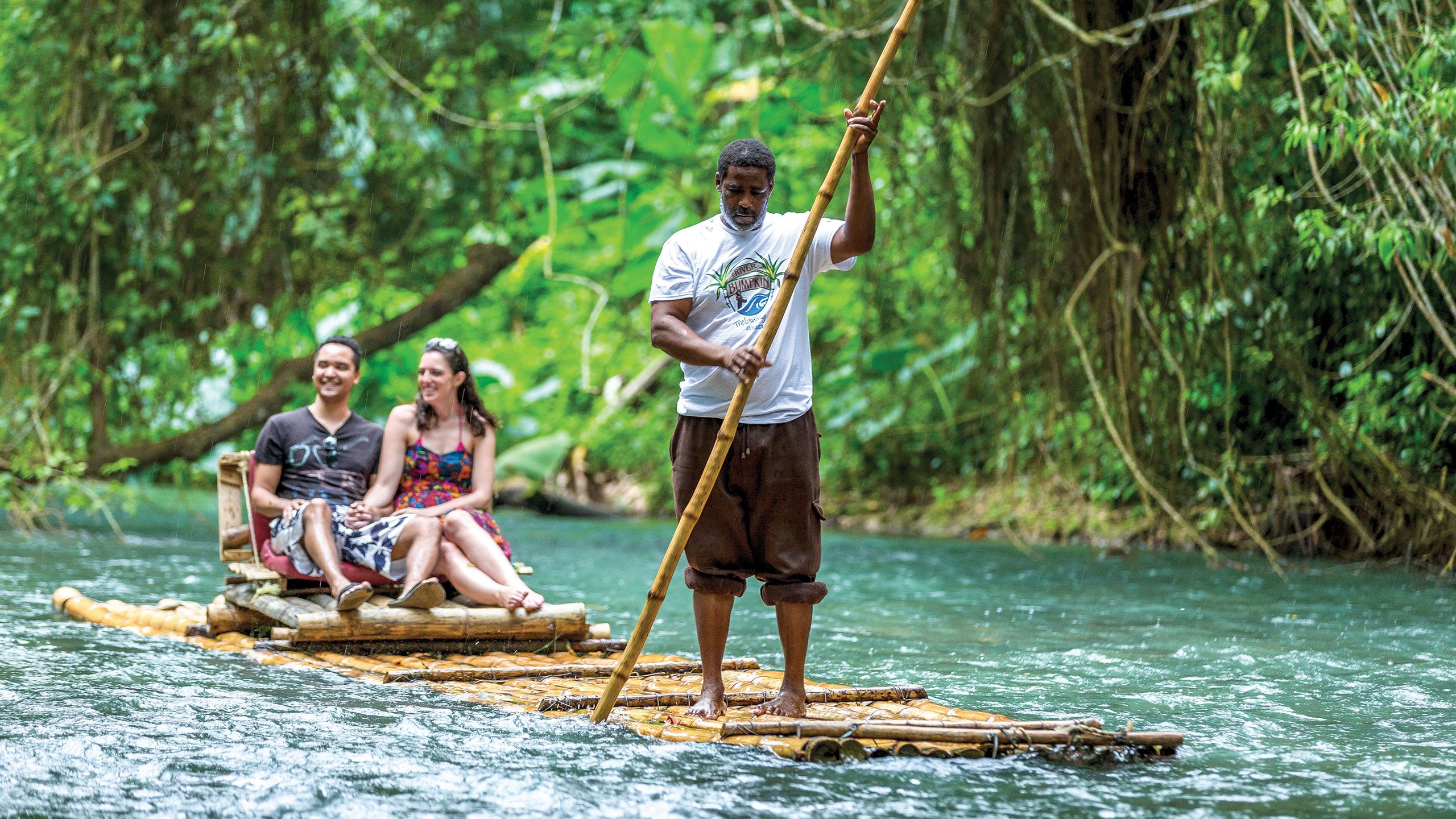 A bamboo river rafting excursion in Negril, Jamaica, operated by Island Routes, Sandals Resorts’ tour arm.