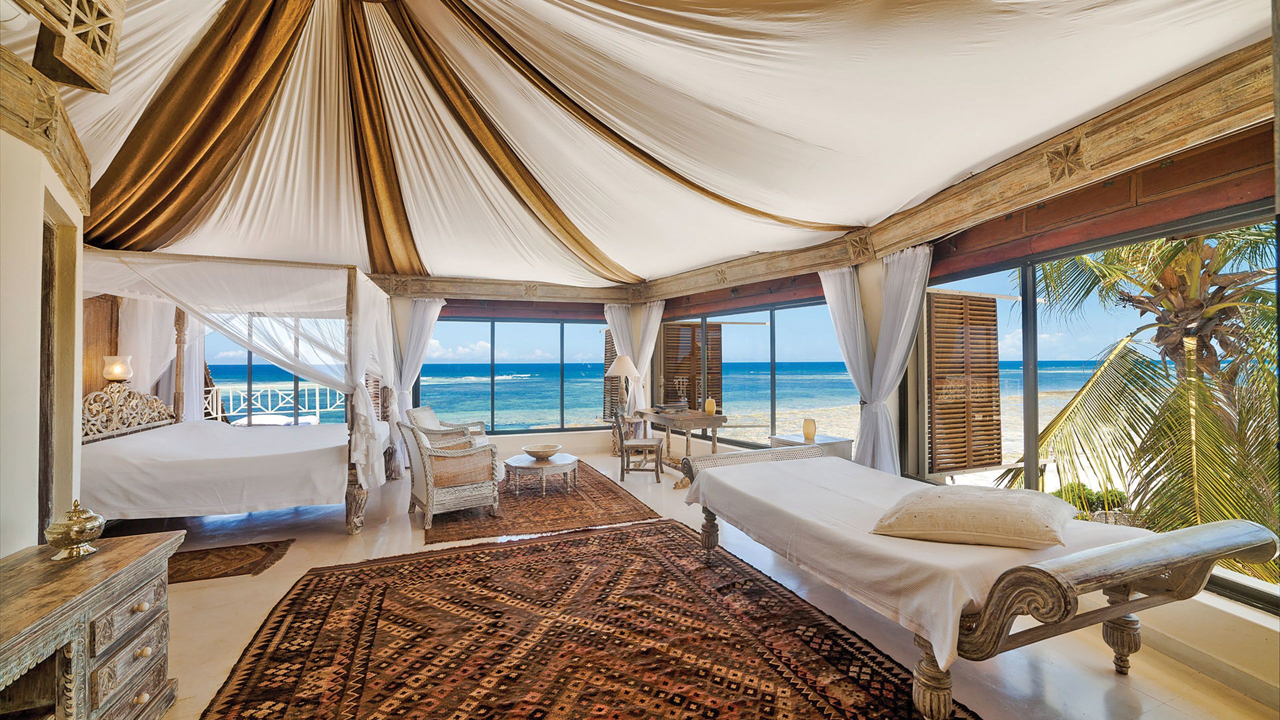 The master bedroom in a villa at the Alfajiri resort on Kenya’s coast on the Indian Ocean. Photo Courtesy of Alfajiri