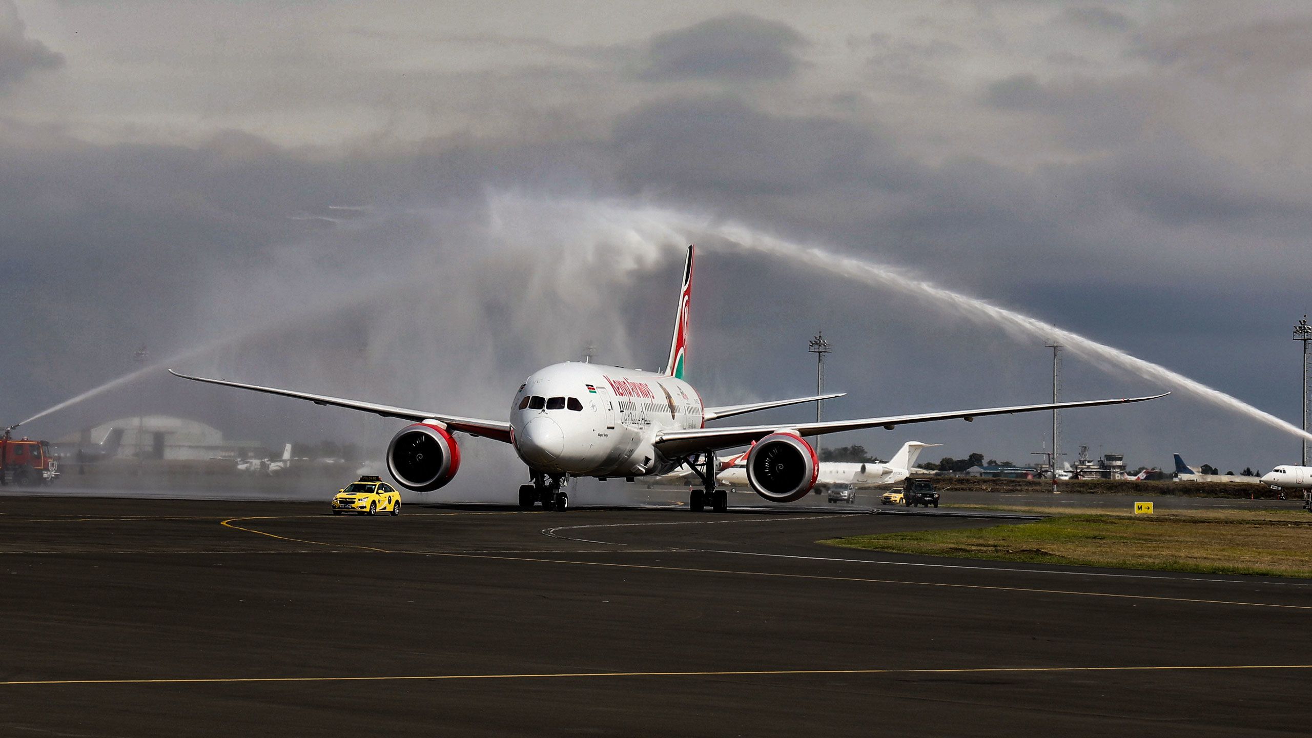 Kenya Airways’ Boeing 787 Dreamliner after landing at the airport. Photo courtesy of the Kenya Tourism Board