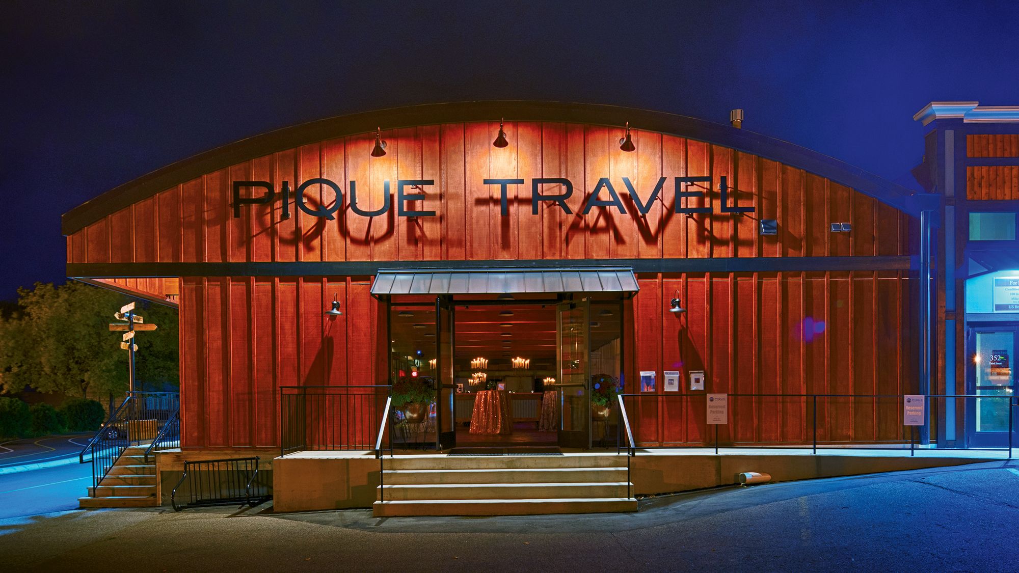 A former lumber warehouse, Pique Travel Design has been completely renovated and now doubles as an event space and a travel agency.