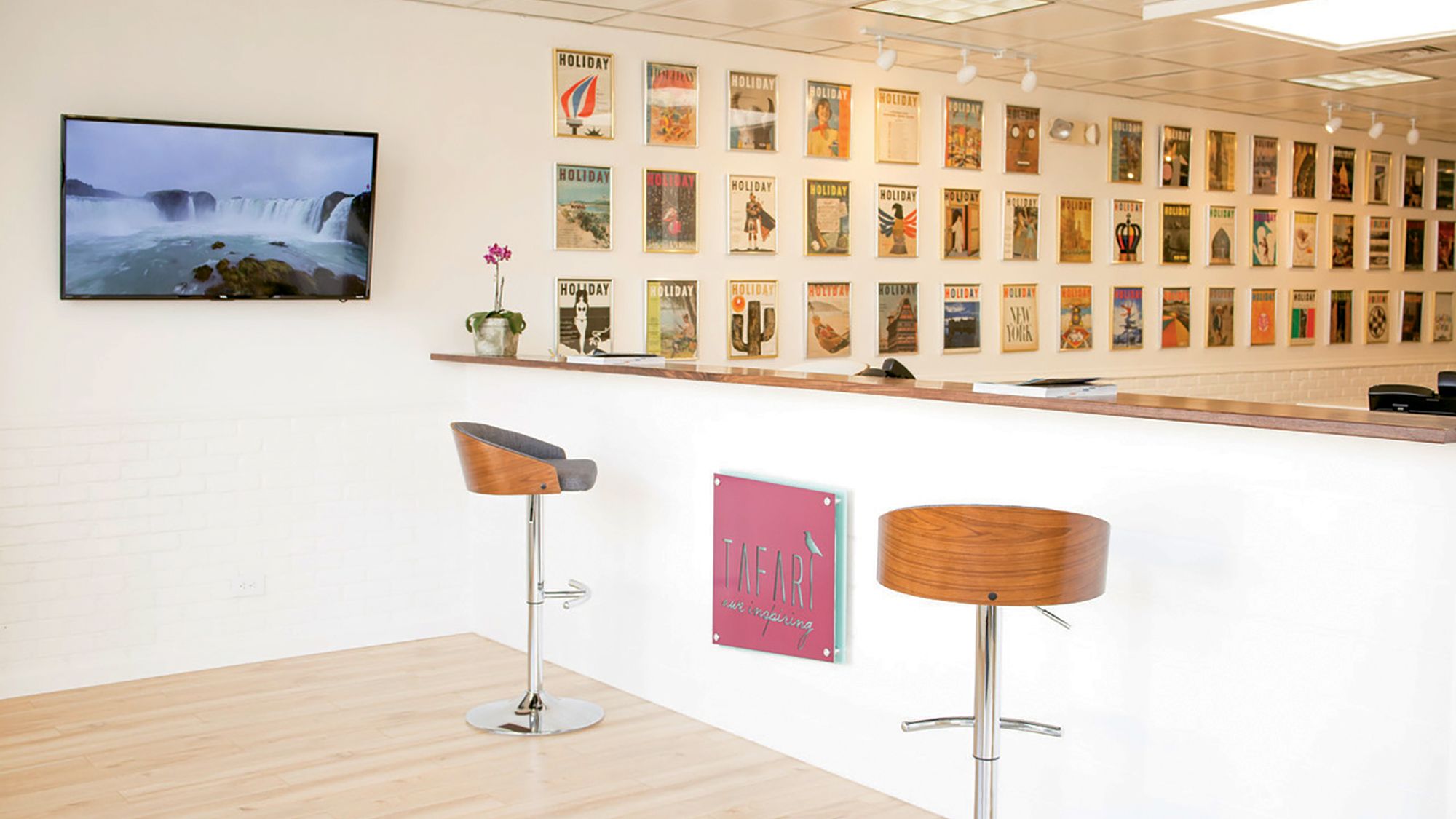 Tafari’s Cherry Creek, Denver, location has an open office plan and bright, mid-century modern-style design. Both locations draw a good deal of walk-in business.