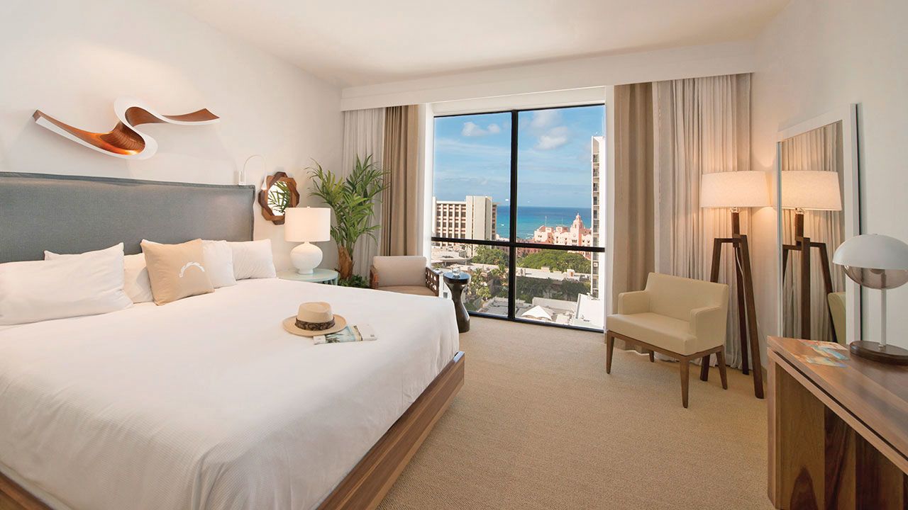 A guestroom at the Hyatt Centric Waikiki.