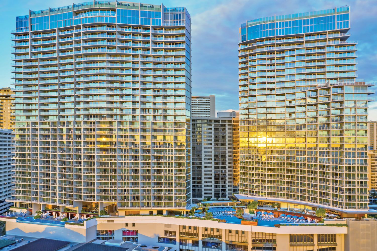 The twin towers of the Ritz-Carlton Waikiki.