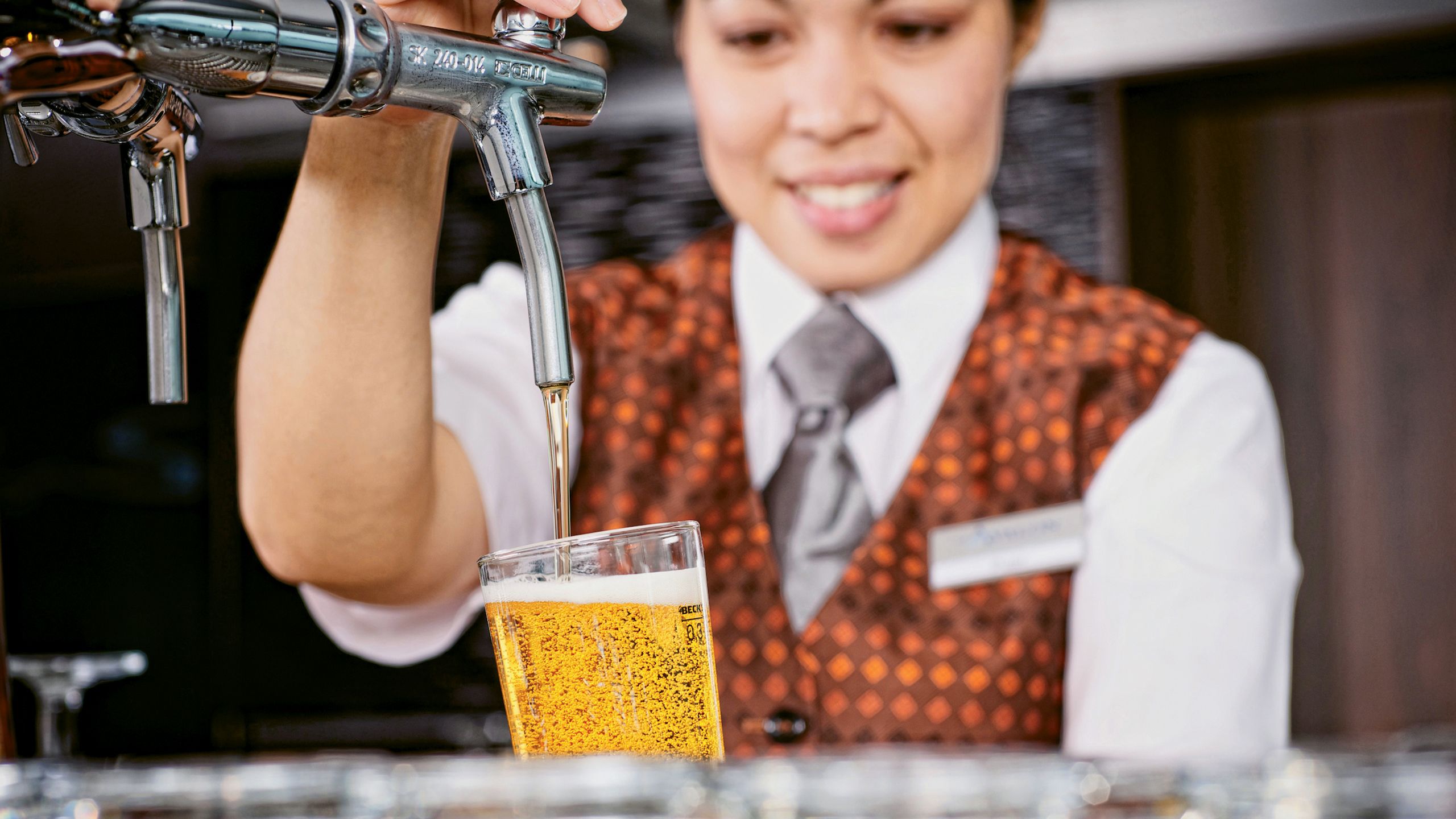 A brew is poured onboard one of Avalon Waterways’ beer cruises. Such themed or special-interest cruises began as a way to sell less popular sailings, but they now are a selling point for river cruisers. PHOTO BY JOHN AMATUCCI/AVALON WATERWAYS