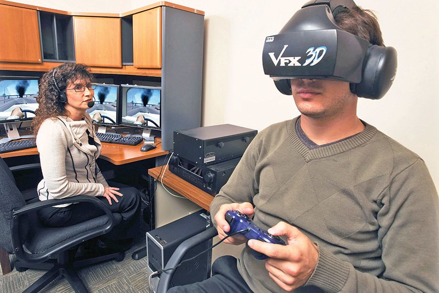 Emory University School of Medicine psychiatrist Barbara Rothbaum uses virtual reality as a therapy tool. Photo courtesy of Emory University