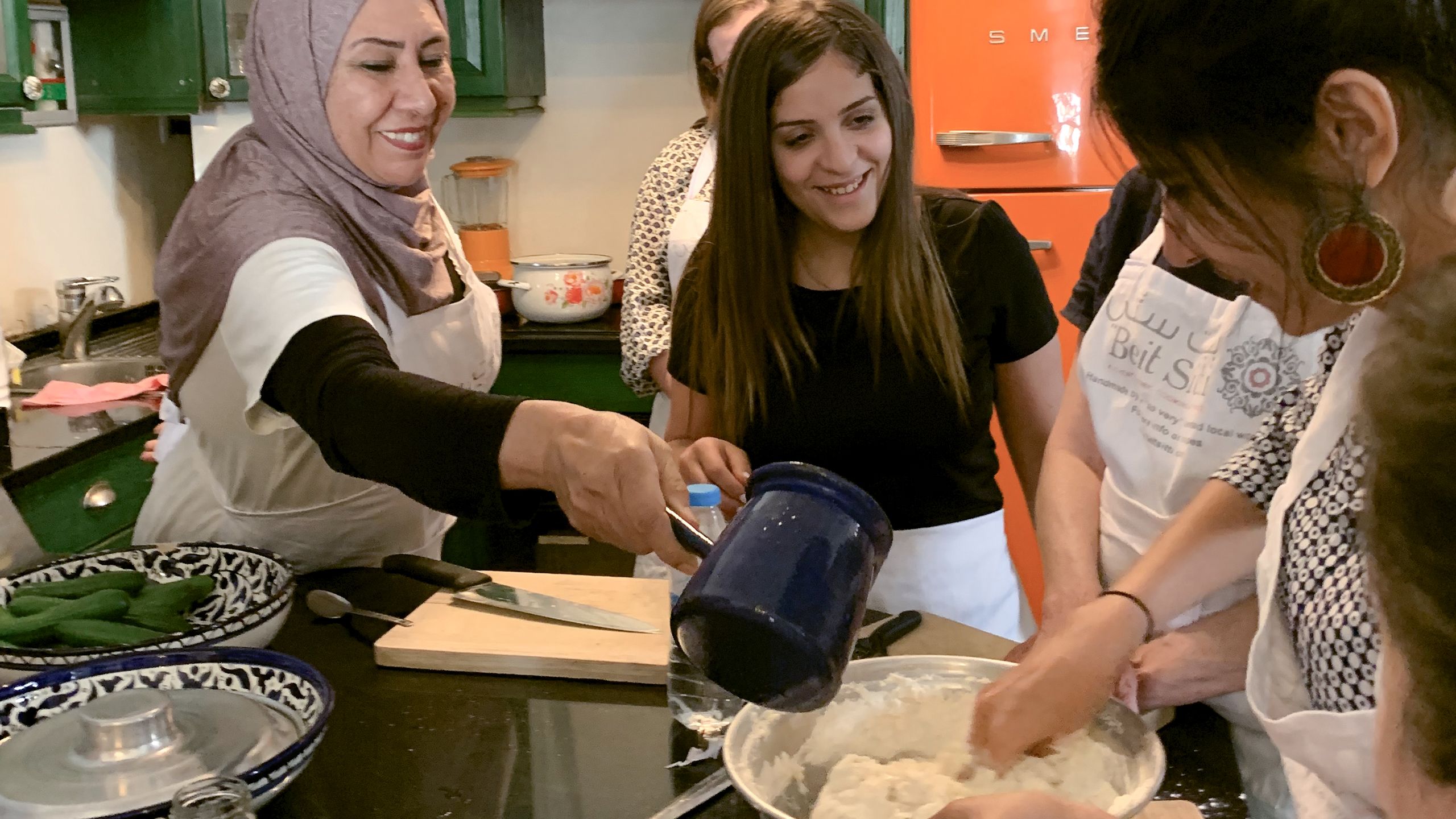 A cooking class at Beit Sitti, a women-owned restaurant in Amman that employs only women. TW photo by Jeri Clausing
