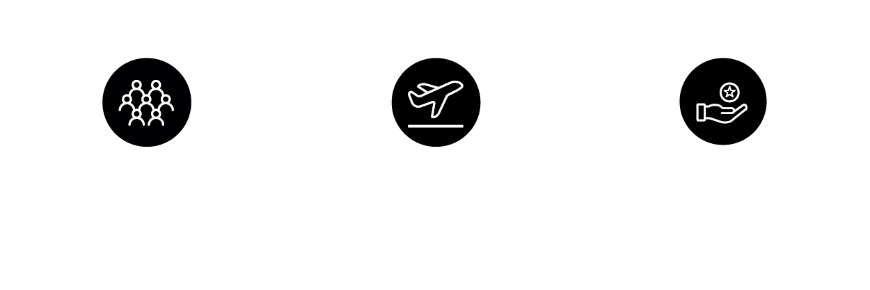 Dedicated Teams icon, All-in-One Platform icon and Accrue Points icon