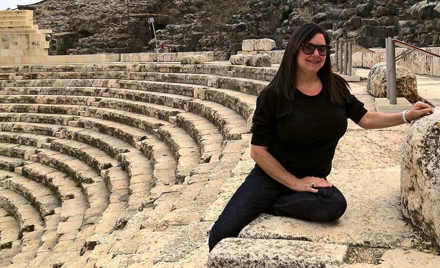 Adrienne Sasson of Rubinsohn Travel in Jenkintown, Penn, at an amphitheater in the ancient city of Beit Shean near the Sea of Galilee.