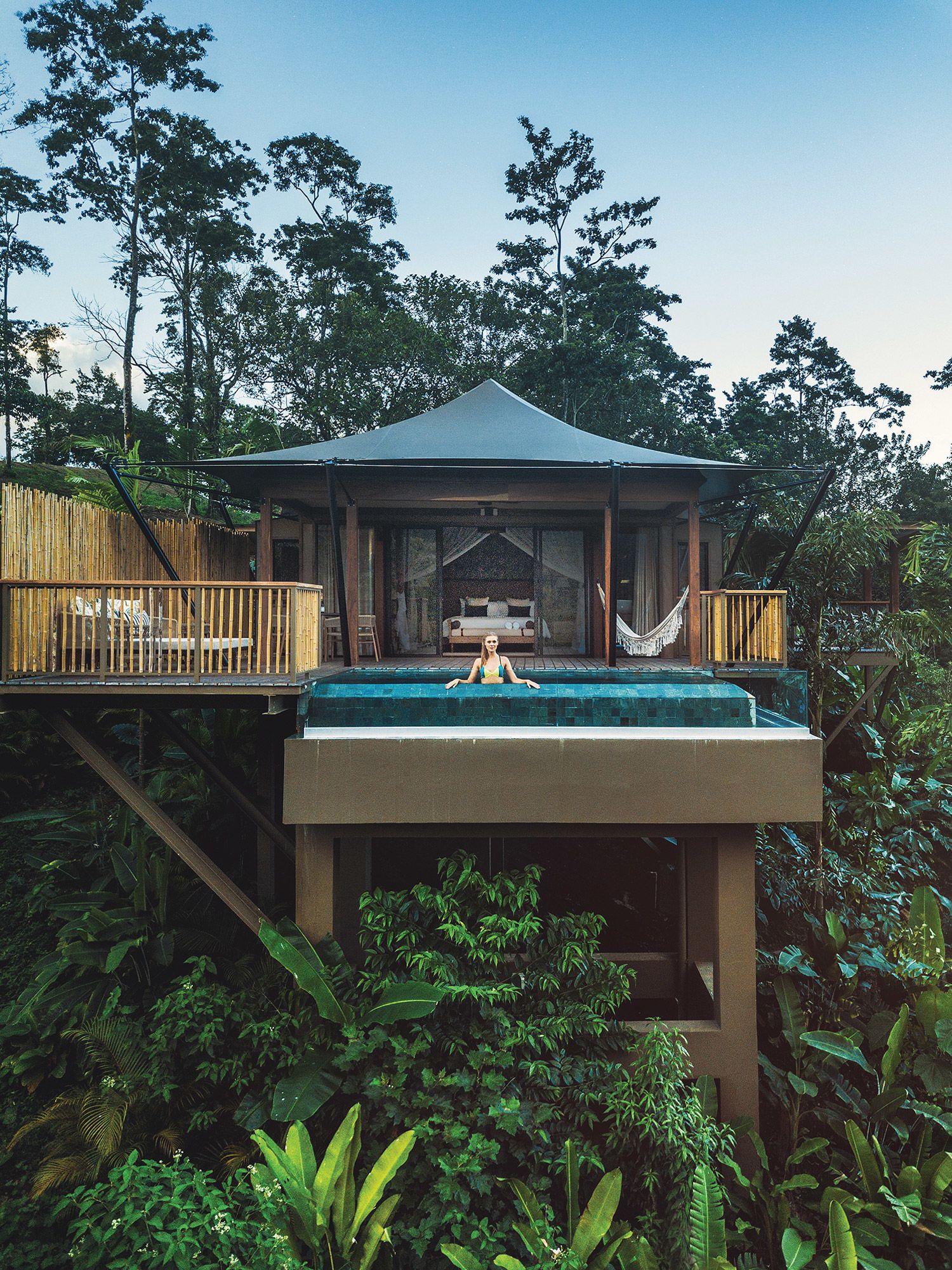 Accommodations at the Nayara Tented Camp in Costa Rica feature infinity-edge plunge pools fed by mineral hot springs. Photo courtesy of Nayara Resorts