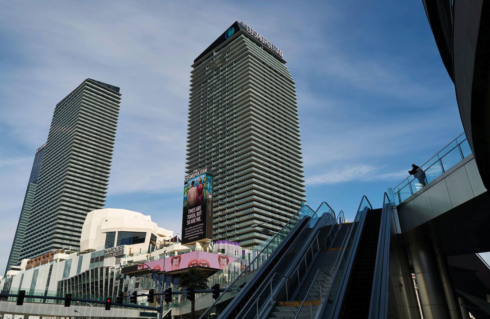Image of the Cosmopolitan taken at the beginning of the pandemic in March. (Photos courtesy of UNLV Special Collections and Archives/Aaron Mayes)